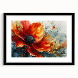 Bold Red Floral Abstract Art - Vibrant Glam Wall Art Collection