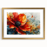 Bold Red Floral Abstract Art - Vibrant Glam Wall Art Collection