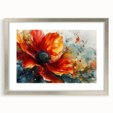 Bold Red Floral Abstract Art - Vibrant Glam Wall Art Collection