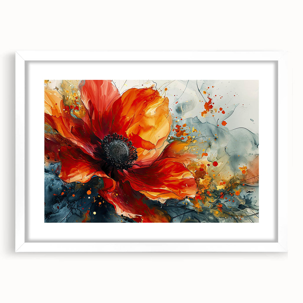Bold Red Floral Abstract Art - Vibrant Glam Wall Art Collection