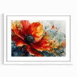 Bold Red Floral Abstract Art - Vibrant Glam Wall Art Collection