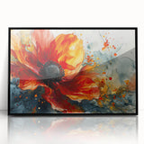 Bold Red Floral Abstract Art - Vibrant Glam Wall Art Collection