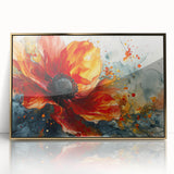 Bold Red Floral Abstract Art - Vibrant Glam Wall Art Collection