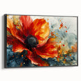 Bold Red Floral Abstract Art - Vibrant Glam Wall Art Collection