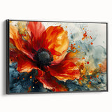 Bold Red Floral Abstract Art - Vibrant Glam Wall Art Collection
