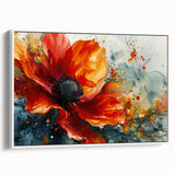 Bold Red Floral Abstract Art - Vibrant Glam Wall Art Collection