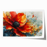 Bold Red Floral Abstract Art - Vibrant Glam Wall Art Collection