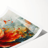 Bold Red Floral Abstract Art - Vibrant Glam Wall Art Collection