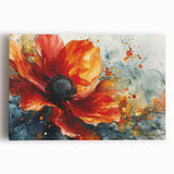 Bold Red Floral Abstract Art - Vibrant Glam Wall Art Collection