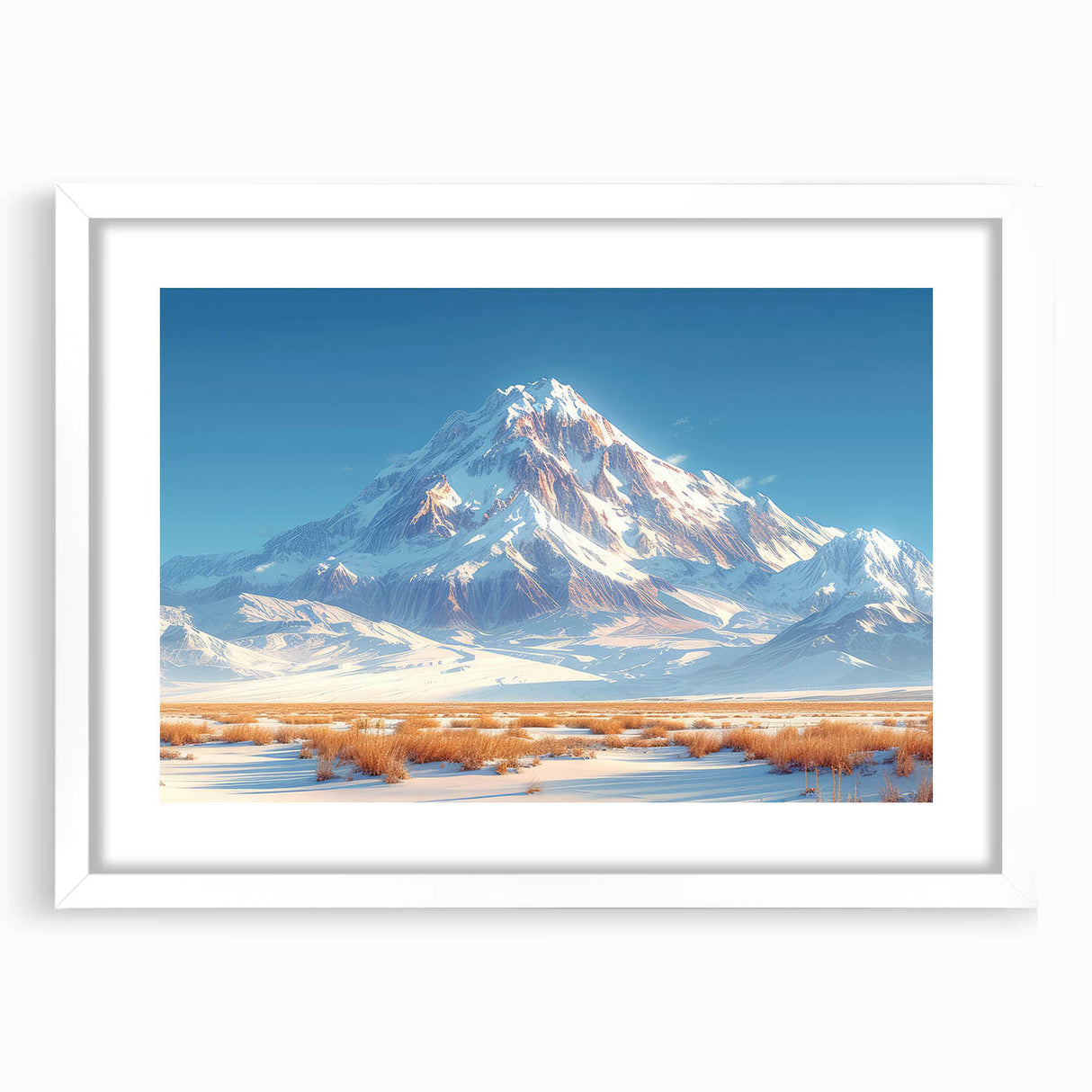 Golden Light on Snowy Mountain - Serene Nature-Inspired Wall Art