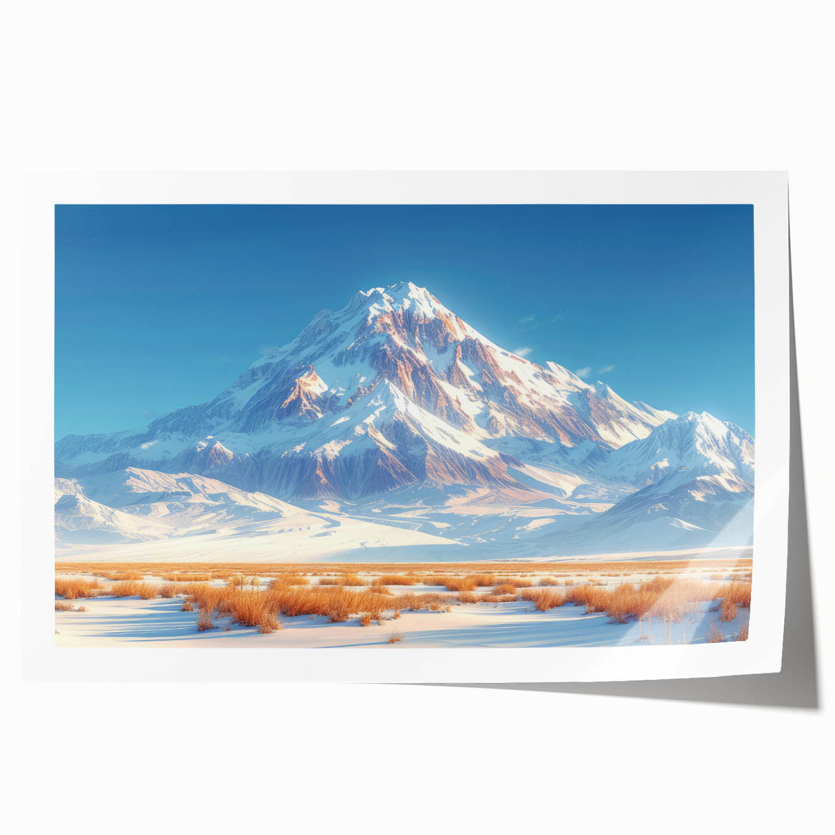 Golden Light on Snowy Mountain - Serene Nature-Inspired Wall Art