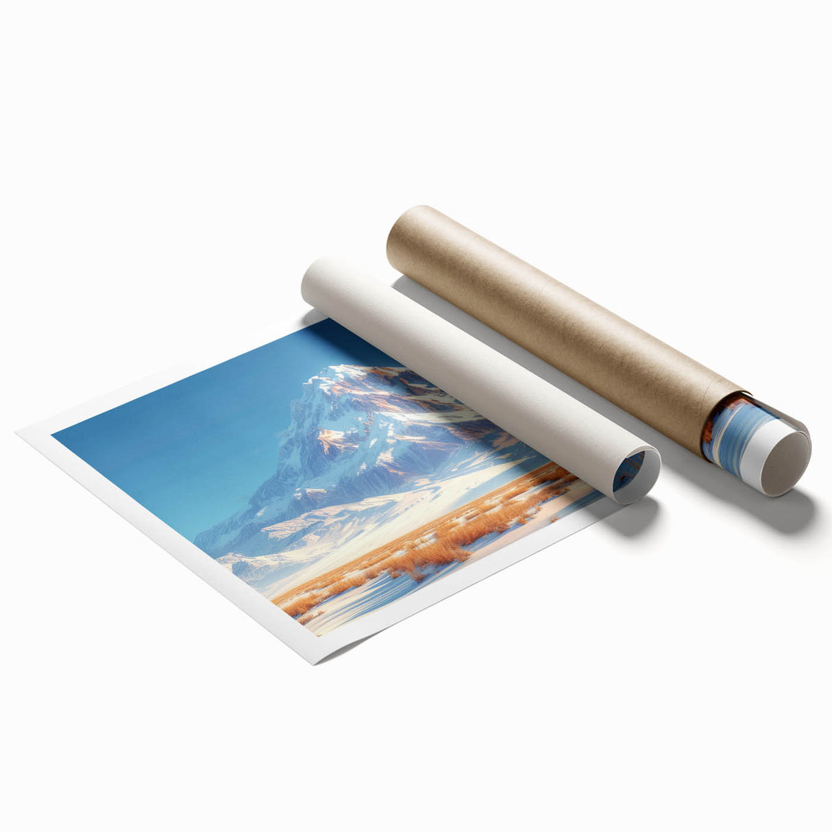Golden Light on Snowy Mountain - Serene Nature-Inspired Wall Art