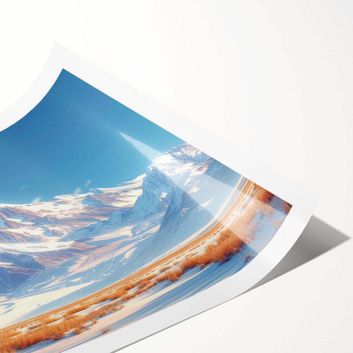 Golden Light on Snowy Mountain - Serene Nature-Inspired Wall Art