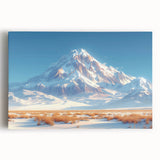 Golden Light on Snowy Mountain - Serene Nature-Inspired Wall Art