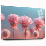 Blossoming Serenity - Soft Pink Floral Wall Art with Pastel Blue Sky