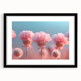 Blossoming Serenity - Soft Pink Floral Wall Art with Pastel Blue Sky