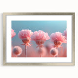 Blossoming Serenity - Soft Pink Floral Wall Art with Pastel Blue Sky