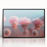 Blossoming Serenity - Soft Pink Floral Wall Art with Pastel Blue Sky