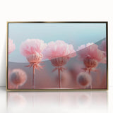 Blossoming Serenity - Soft Pink Floral Wall Art with Pastel Blue Sky