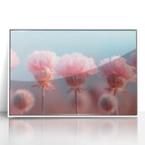 Blossoming Serenity - Soft Pink Floral Wall Art with Pastel Blue Sky
