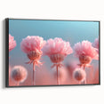 Blossoming Serenity - Soft Pink Floral Wall Art with Pastel Blue Sky