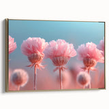 Blossoming Serenity - Soft Pink Floral Wall Art with Pastel Blue Sky