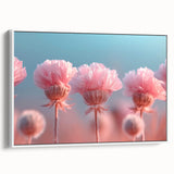 Blossoming Serenity - Soft Pink Floral Wall Art with Pastel Blue Sky