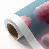 Blossoming Serenity - Soft Pink Floral Wall Art with Pastel Blue Sky