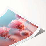 Blossoming Serenity - Soft Pink Floral Wall Art with Pastel Blue Sky