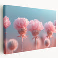 Blossoming Serenity - Soft Pink Floral Wall Art with Pastel Blue Sky