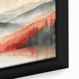 Misty Autumn Forest - Reflected Landscape Wall Art in Gray and Red