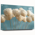 Delicate White Blossoms - Soft Floral Wall Art in Light Blue and White