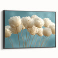 Delicate White Blossoms - Soft Floral Wall Art in Light Blue and White