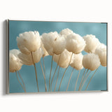 Delicate White Blossoms - Soft Floral Wall Art in Light Blue and White