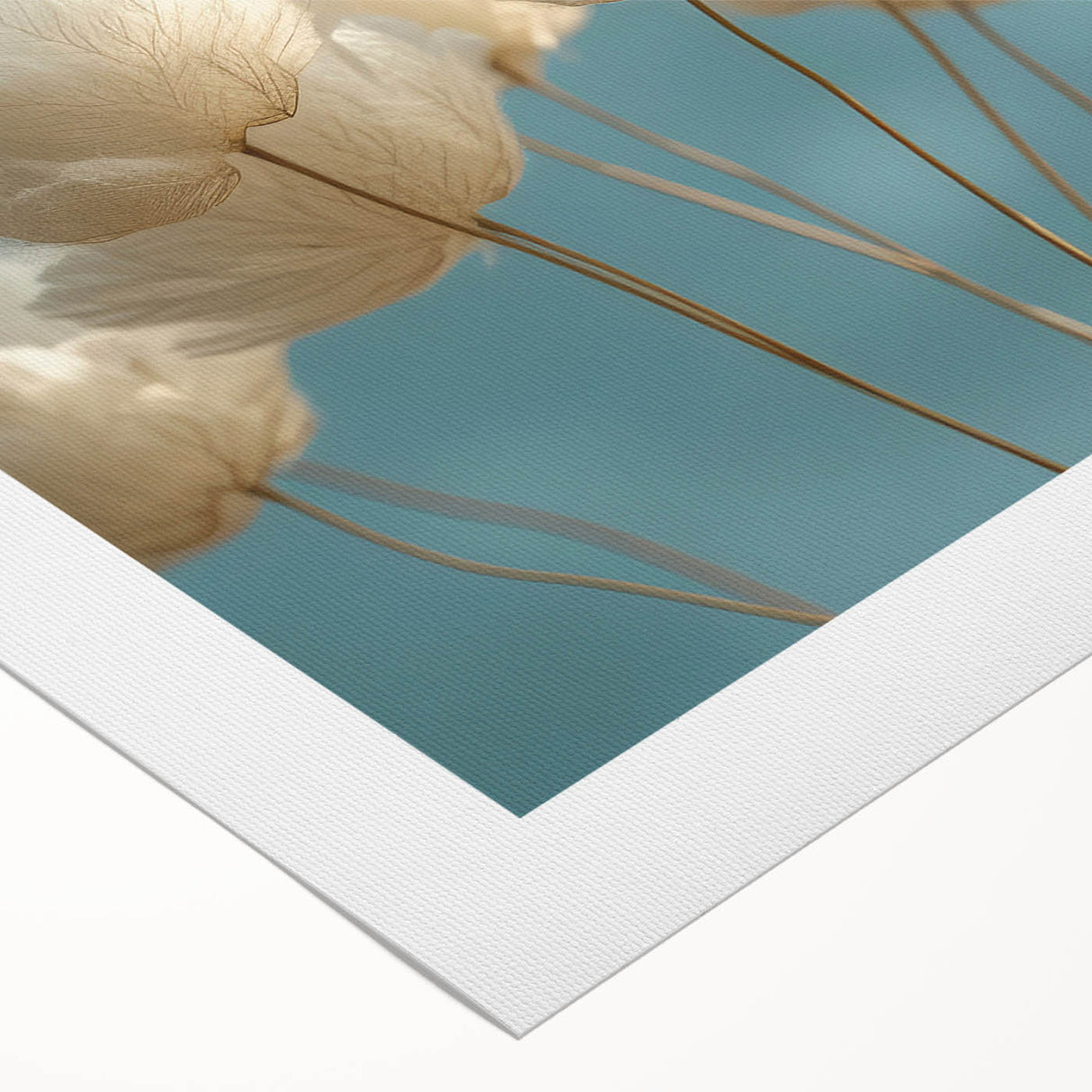 Delicate White Blossoms - Soft Floral Wall Art in Light Blue and White