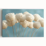 Delicate White Blossoms - Soft Floral Wall Art in Light Blue and White