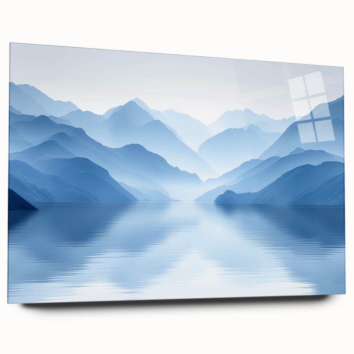 Serene Blue Mountain Reflections - Tranquil Landscape Wall Art