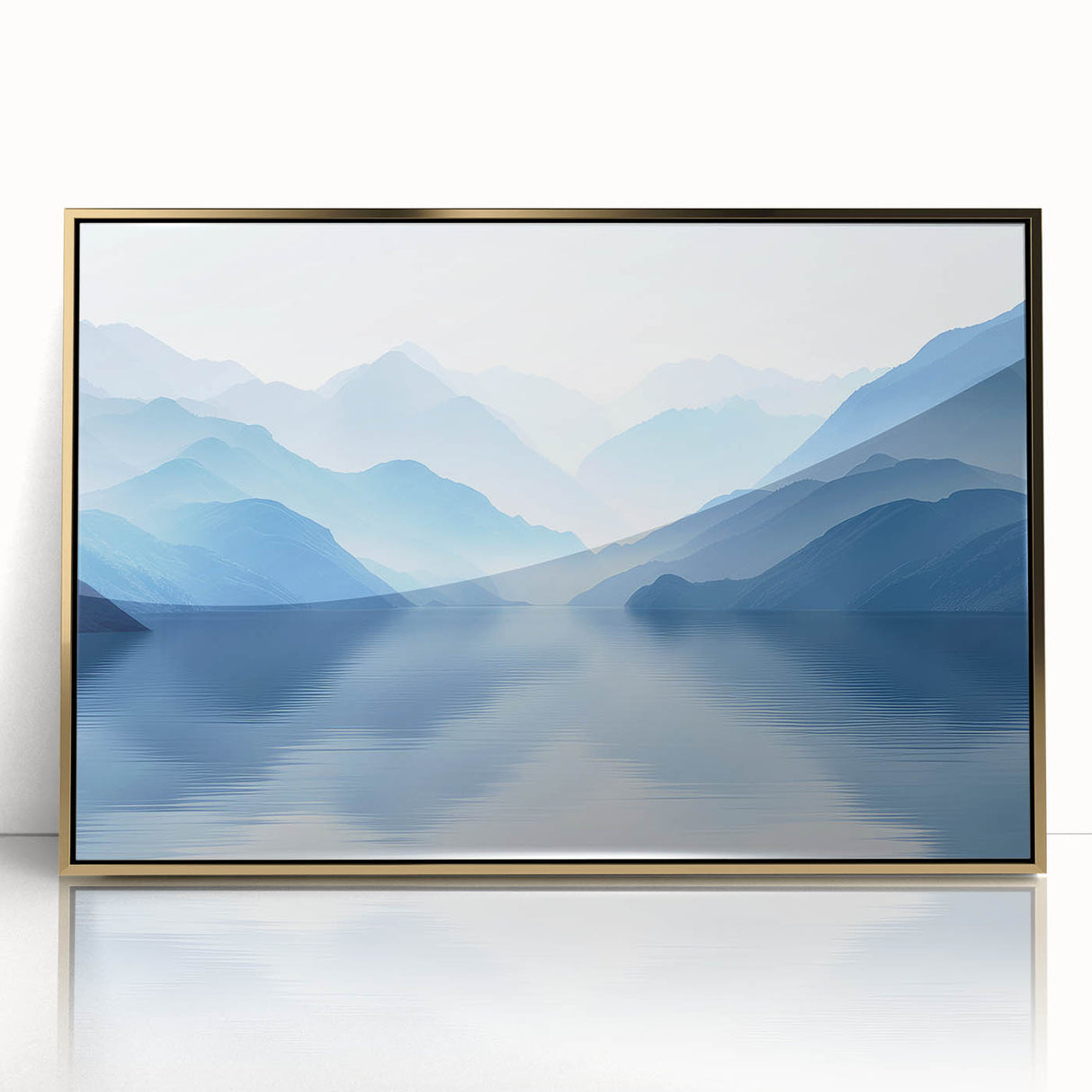 Serene Blue Mountain Reflections - Tranquil Landscape Wall Art