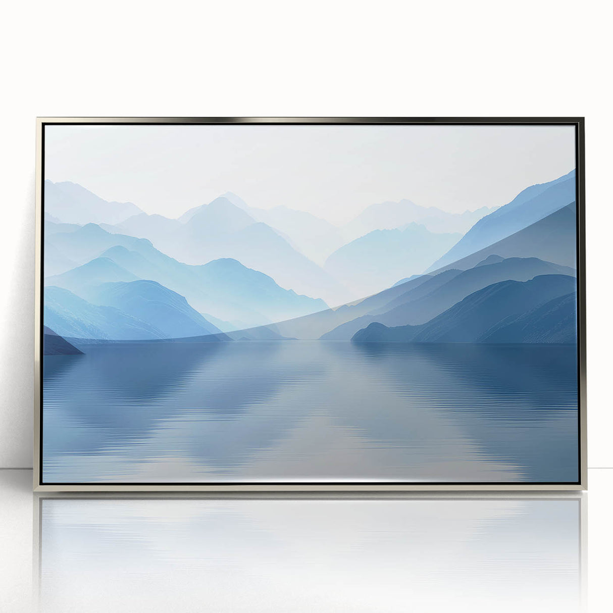 Serene Blue Mountain Reflections - Tranquil Landscape Wall Art