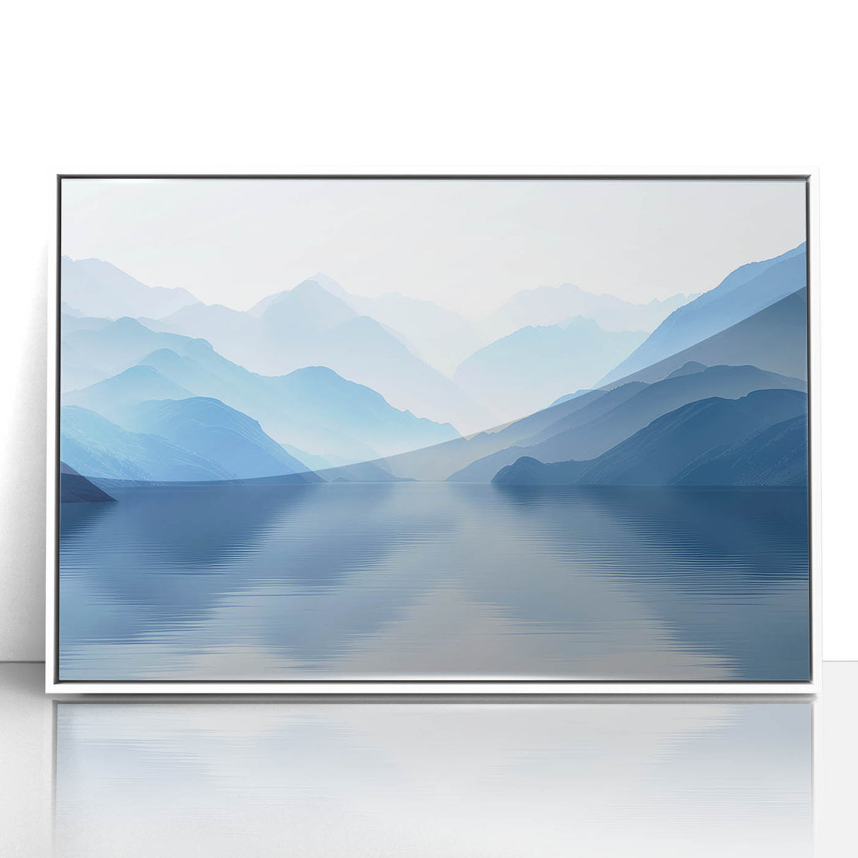 Serene Blue Mountain Reflections - Tranquil Landscape Wall Art