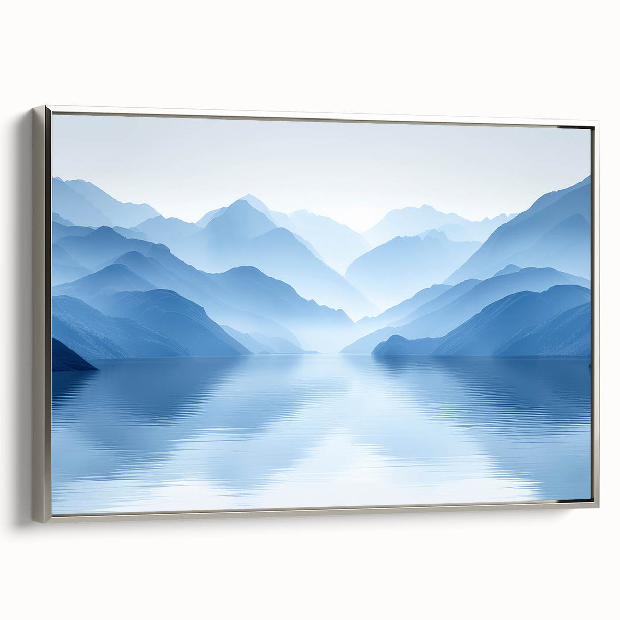 Serene Blue Mountain Reflections - Tranquil Landscape Wall Art