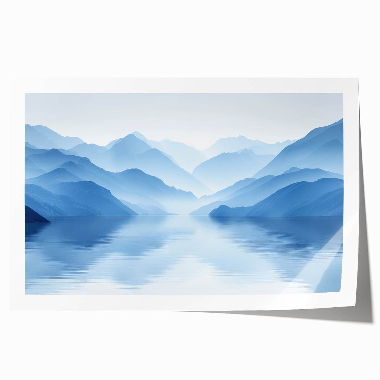 Serene Blue Mountain Reflections - Tranquil Landscape Wall Art
