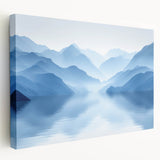 Serene Blue Mountain Reflections - Tranquil Landscape Wall Art