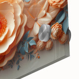 Glam Wall Art – Luxurious Floral 3D Design with Peach and Blue Accents