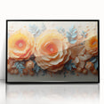 Glam Wall Art – Luxurious Floral 3D Design with Peach and Blue Accents