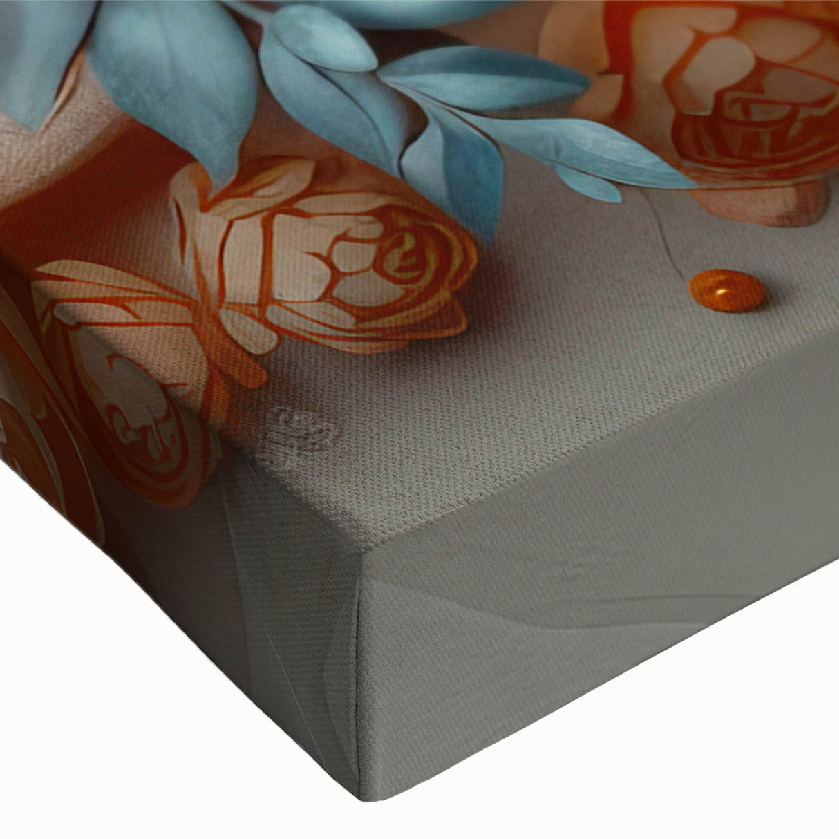 Glam Wall Art – Luxurious Floral 3D Design with Peach and Blue Accents