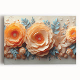 Glam Wall Art – Luxurious Floral 3D Design with Peach and Blue Accents