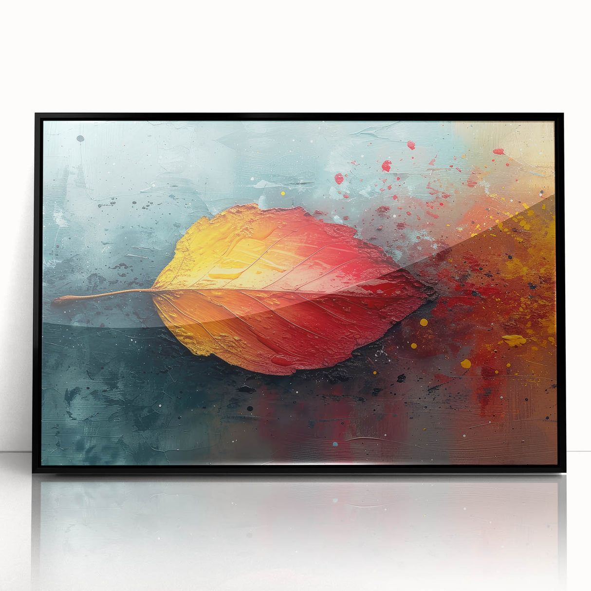 Glamorous Autumn Leaf Glam Wall Art – Luxury Modern Metallic Decor