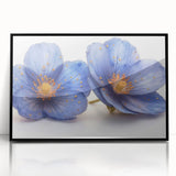 Glamorous Blue Floral Wall Art – Chic Luxury Botanical Decor