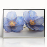 Glamorous Blue Floral Wall Art – Chic Luxury Botanical Decor